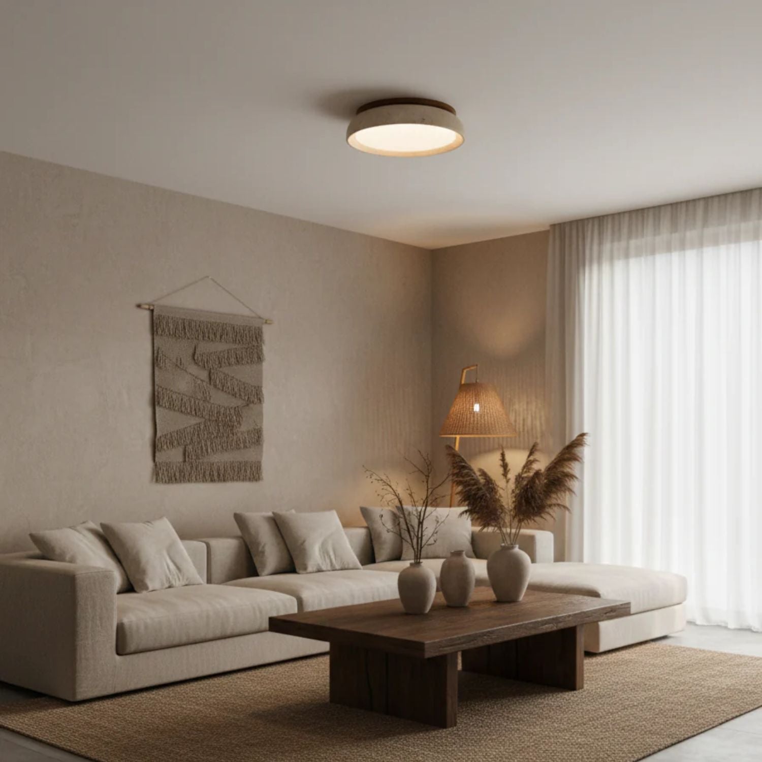 Depiara – Naturlig Loftlampe i Travertin med Blød LED-belysning