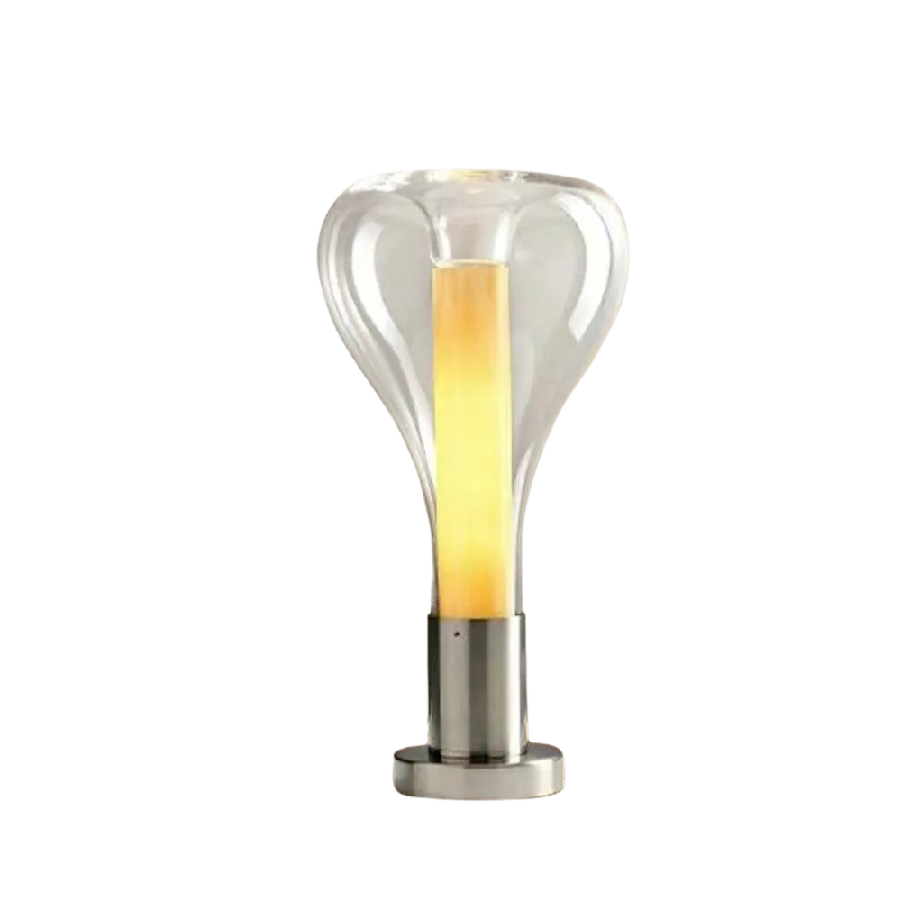 Stemningsfuld bordlampe med LED lys – kreativ glasdesign