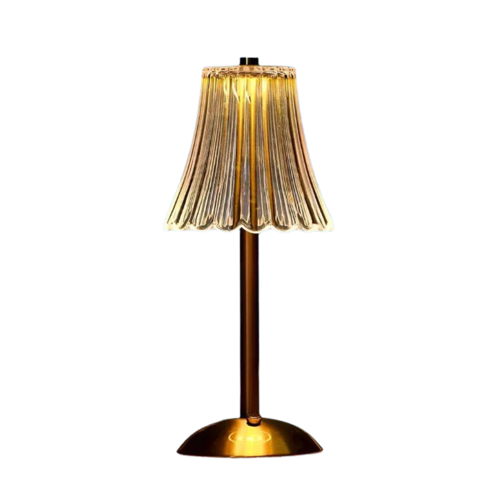 Trådløs bordlampe i krystal og metal – elegant LED lampe