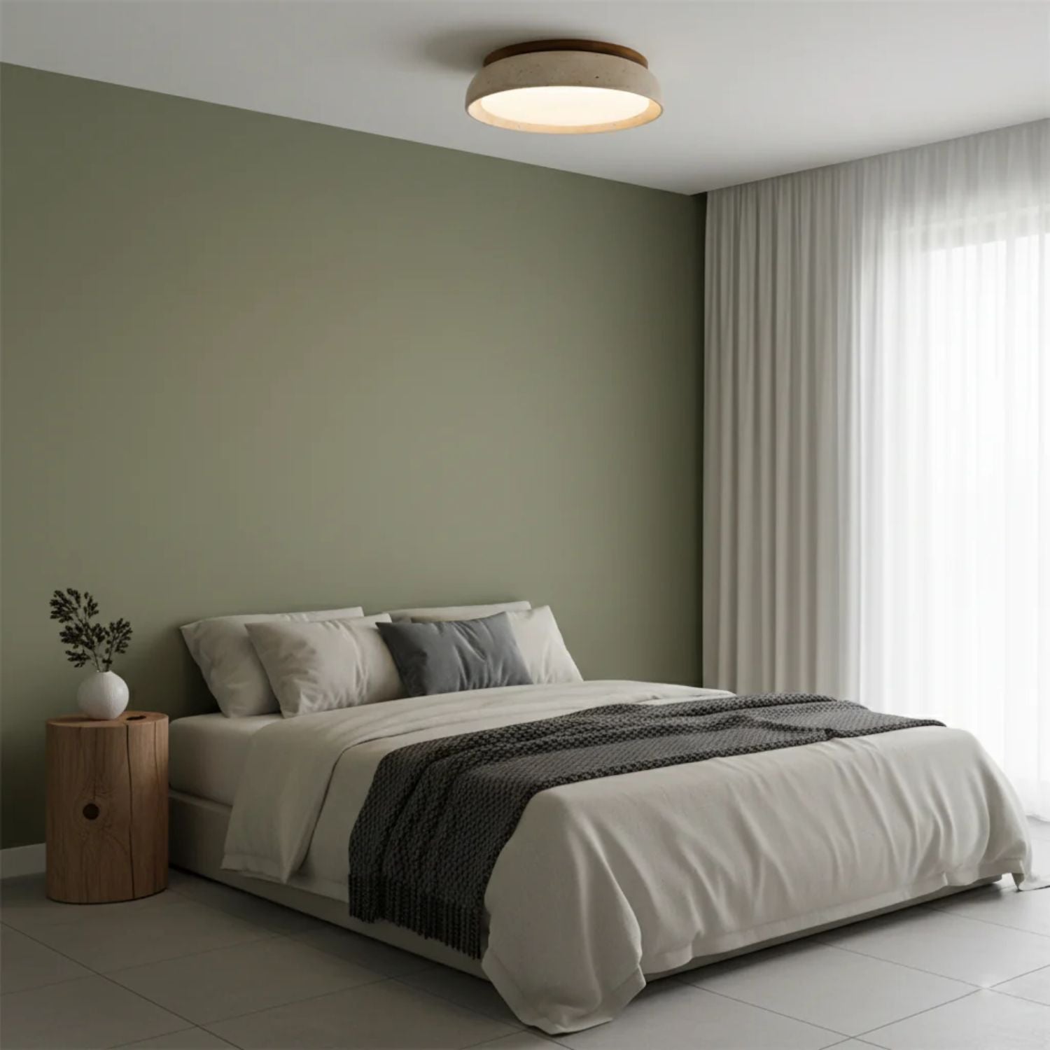 Depiara – Naturlig Loftlampe i Travertin med Blød LED-belysning