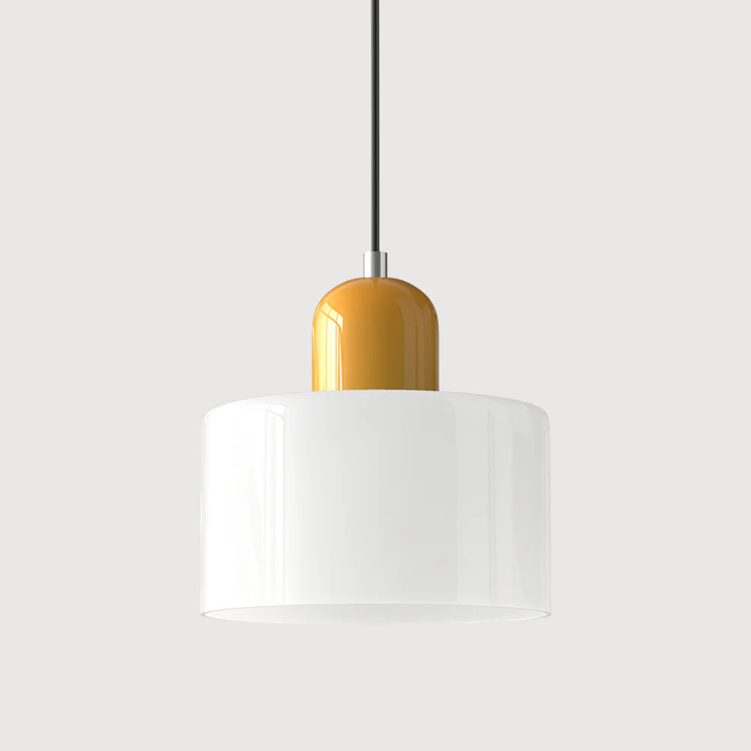 Tusa – Retro Pendellampe med Orange Glasskærm & Grøn Top
