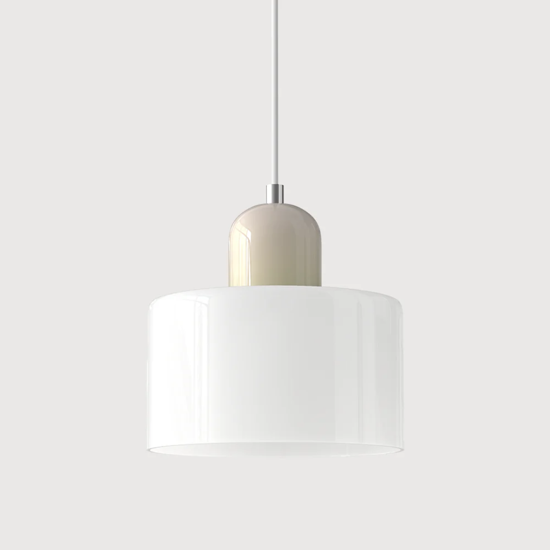 Tusa – Retro Pendellampe med Orange Glasskærm & Grøn Top