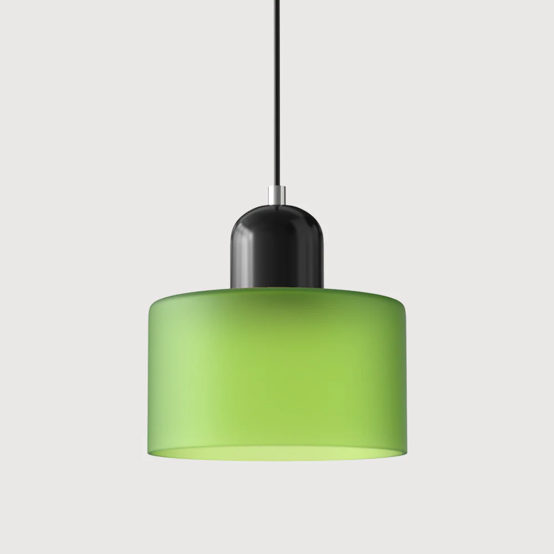 Tusa – Retro Pendellampe med Orange Glasskærm & Grøn Top