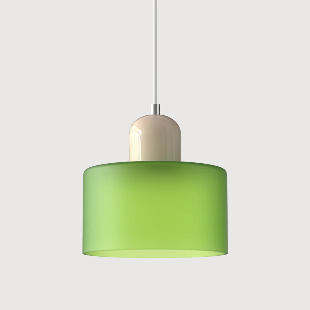 Tusa – Retro Pendellampe med Orange Glasskærm & Grøn Top