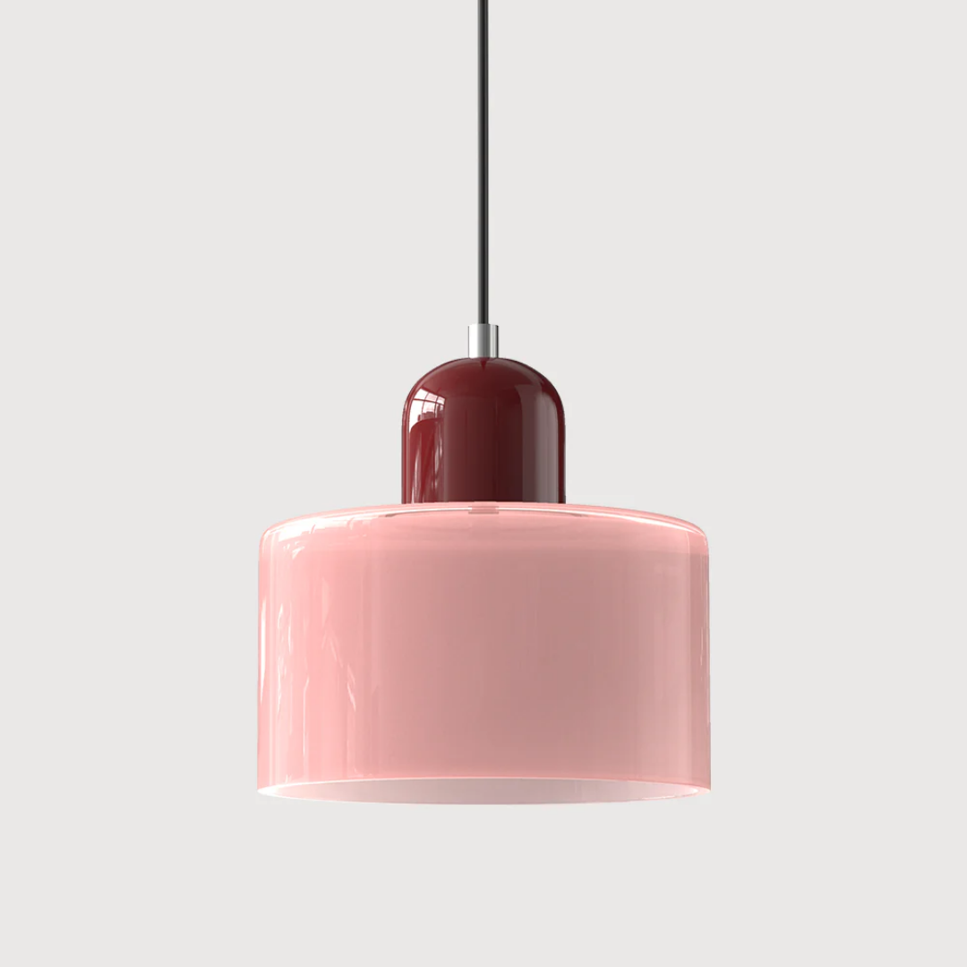 Tusa – Retro Pendellampe med Orange Glasskærm & Grøn Top