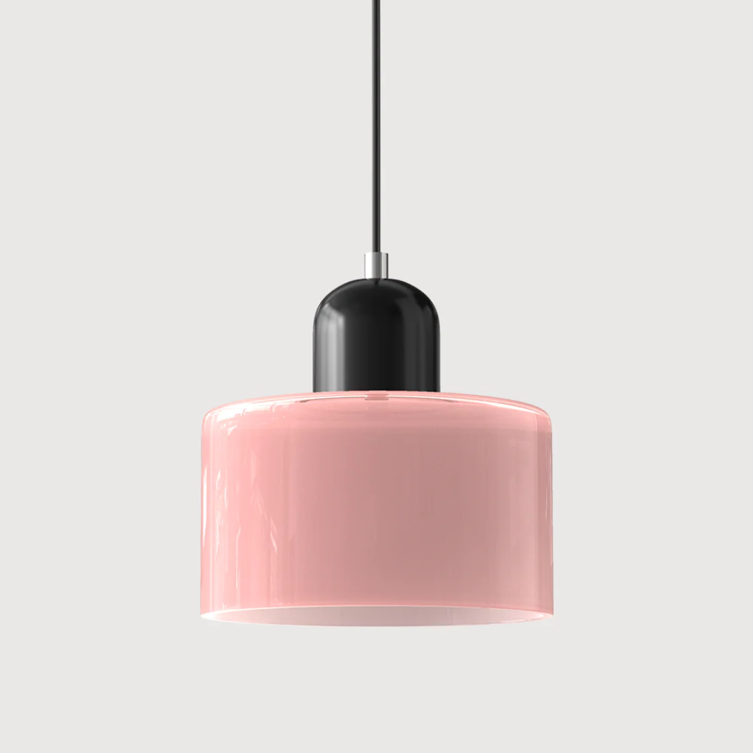 Tusa – Retro Pendellampe med Orange Glasskærm & Grøn Top