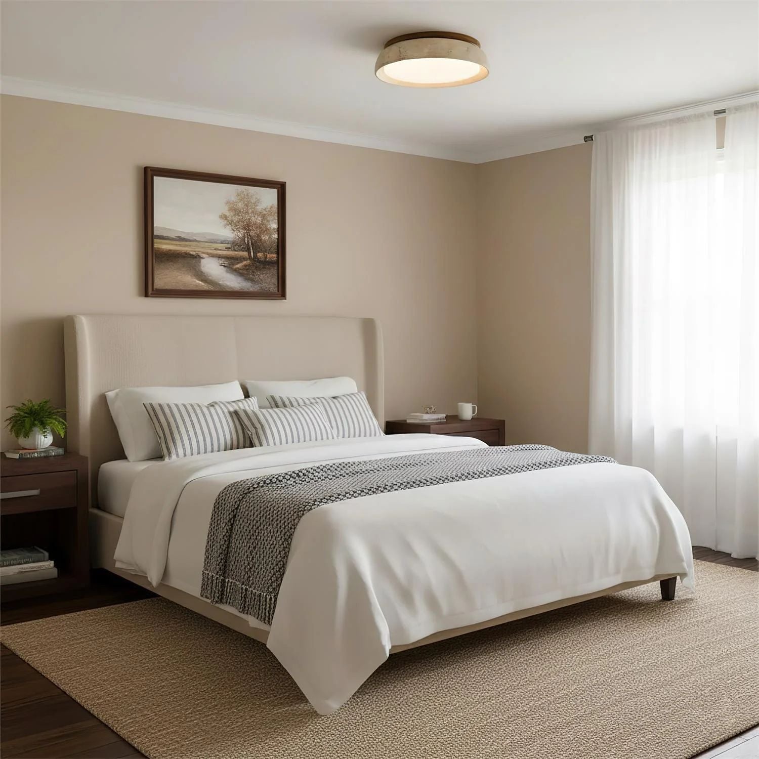 Depiara – Naturlig Loftlampe i Travertin med Blød LED-belysning