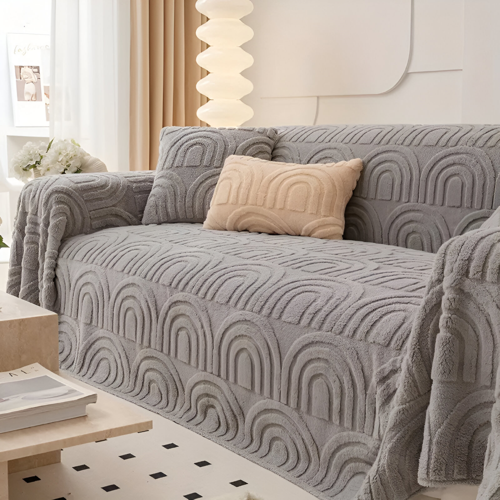 Jacquard sofaovertræk i velour – blødt og multifunktionelt design