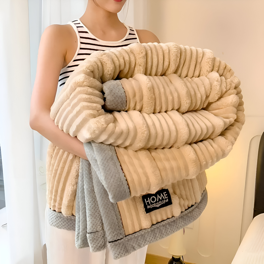Strivelle Pläd – Vintage-Inspireret Fleecetæppe i Blødt og Holdbart Design