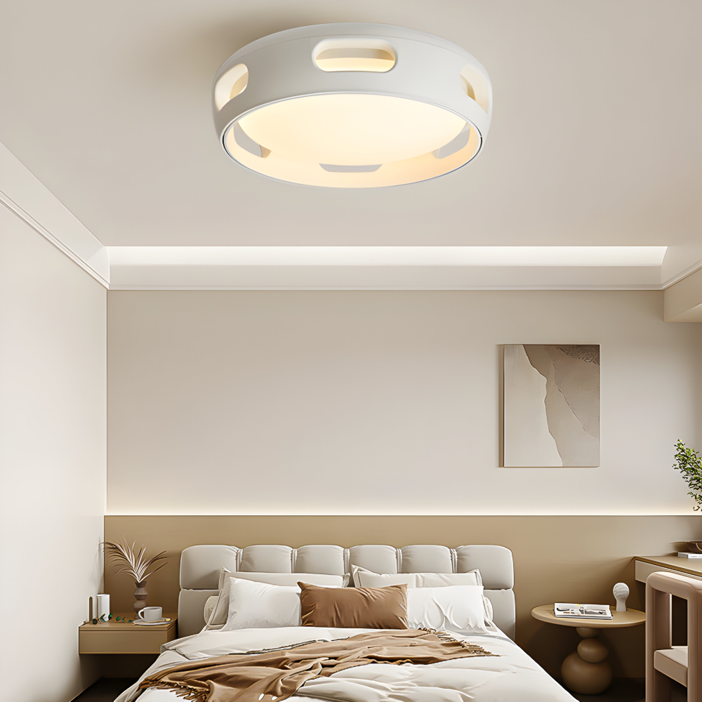 Bladløs LED loftventilator med lys – rund nordisk design