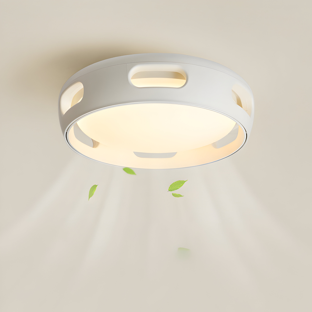 Bladløs LED loftventilator med lys – rund nordisk design