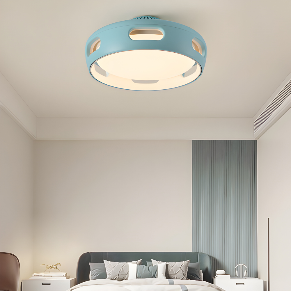 Bladløs LED loftventilator med lys – rund nordisk design