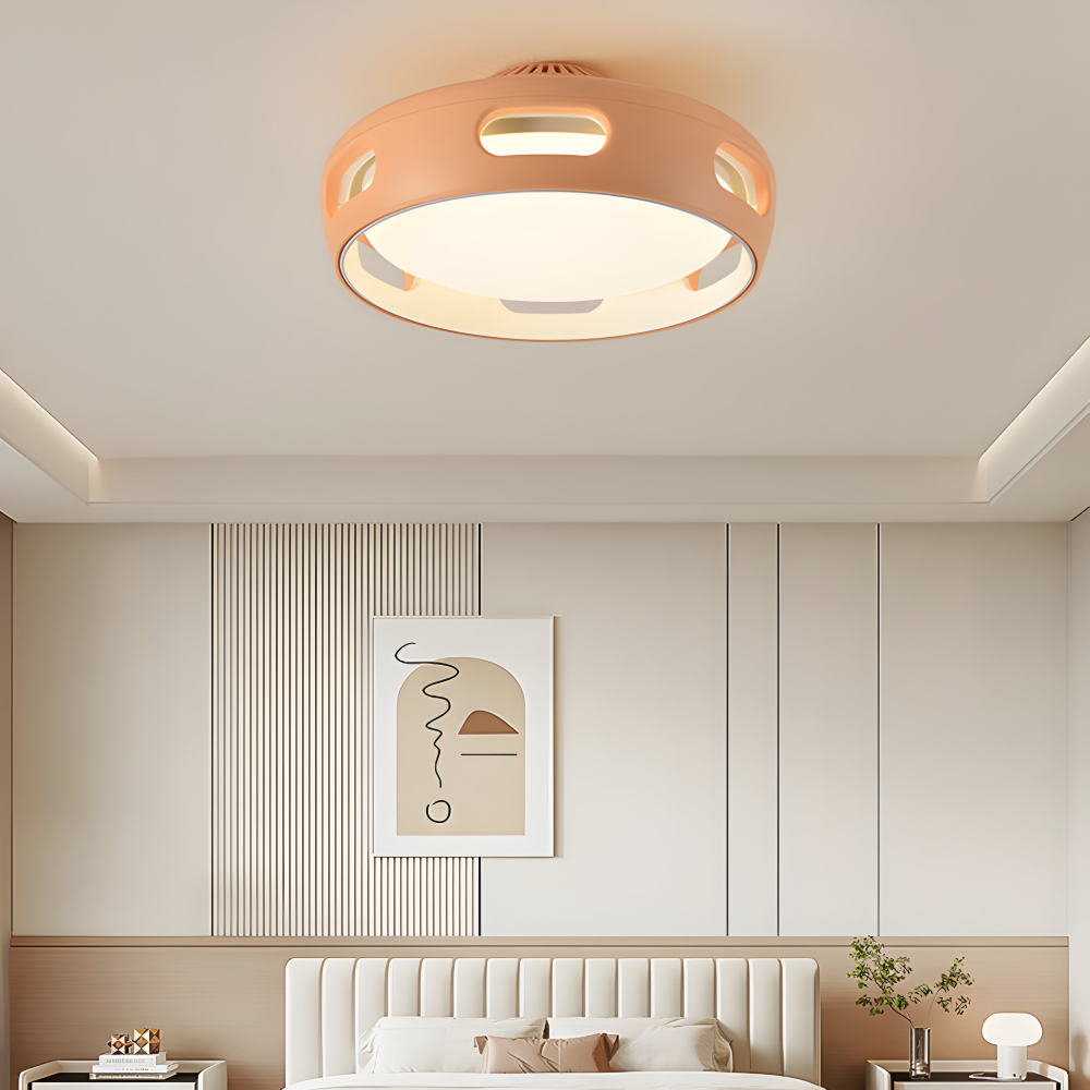 Bladløs LED loftventilator med lys – rund nordisk design
