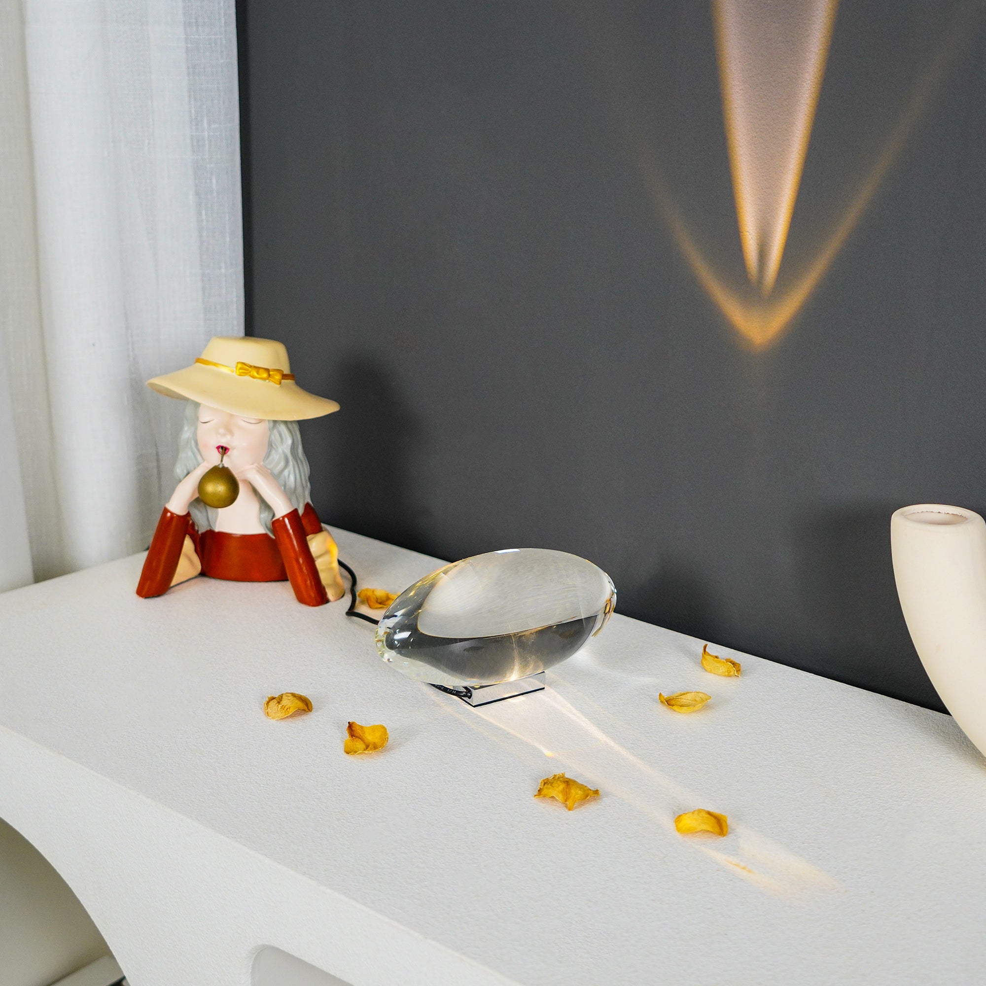 Bordlampe i krystal med LED – dekorativ lampe med stemningslys