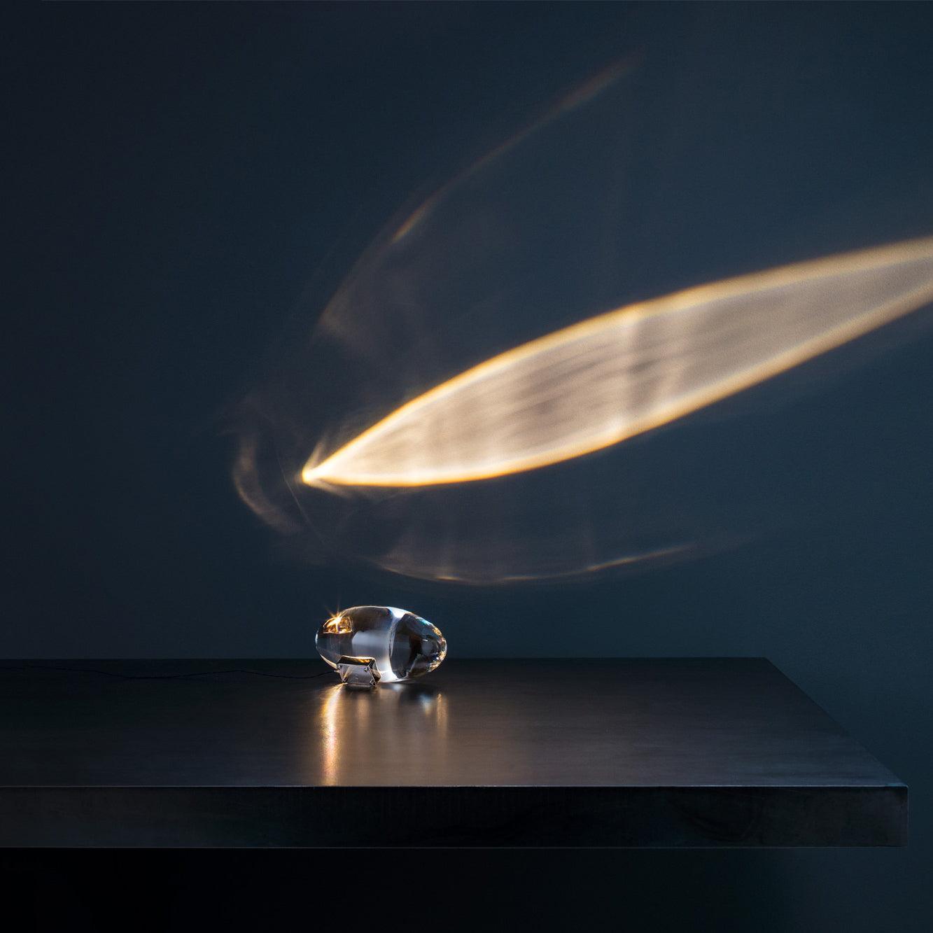 Bordlampe i krystal med LED – dekorativ lampe med stemningslys
