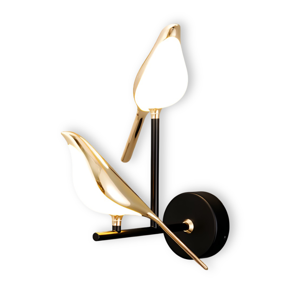 Orivelle – Guld Væglampe med Roterende Fugledesign og LED-lys