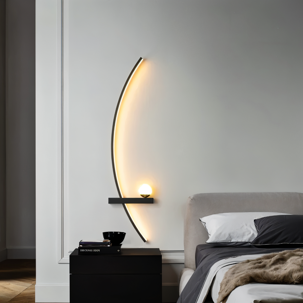 Buet væglampe i aluminium – moderne LED lampe med dæmpbart lys