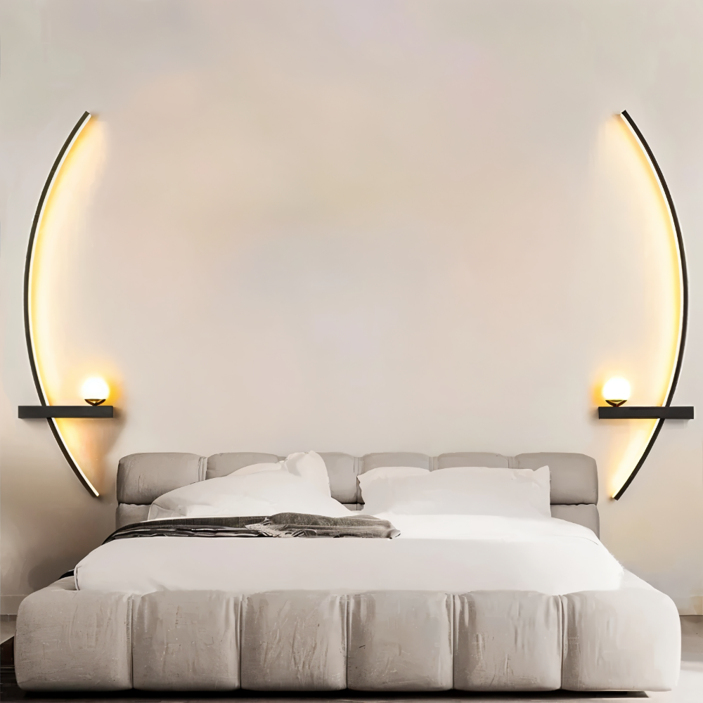 Buet væglampe i aluminium – moderne LED lampe med dæmpbart lys