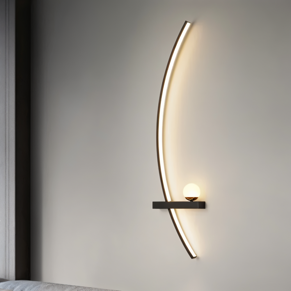 Buet væglampe i aluminium – moderne LED lampe med dæmpbart lys