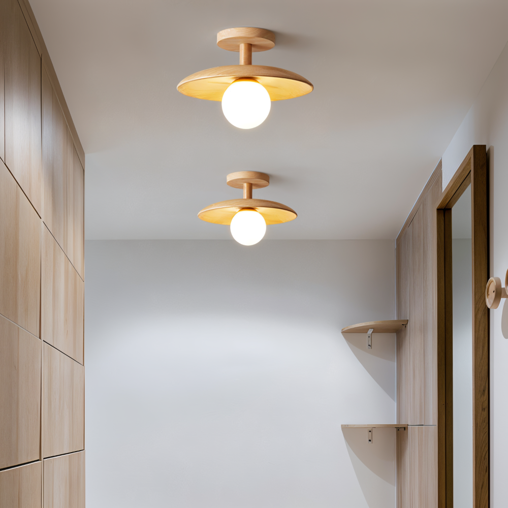 LumaWood Loftlampe – Moderne Træ Loftlampe med Indbygget LED