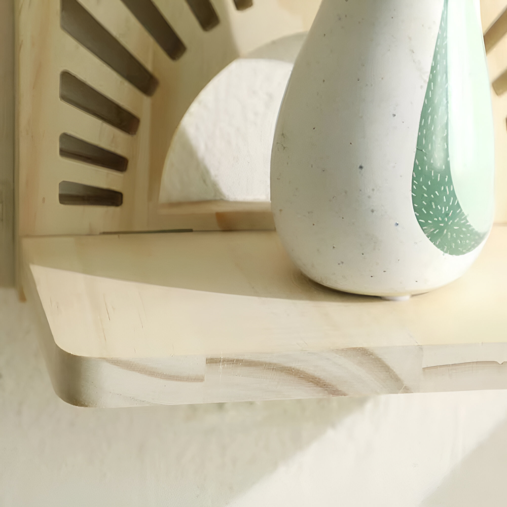 SolAura Hylde – Boho Solstråleformet Træhylde til Planter & Dekor