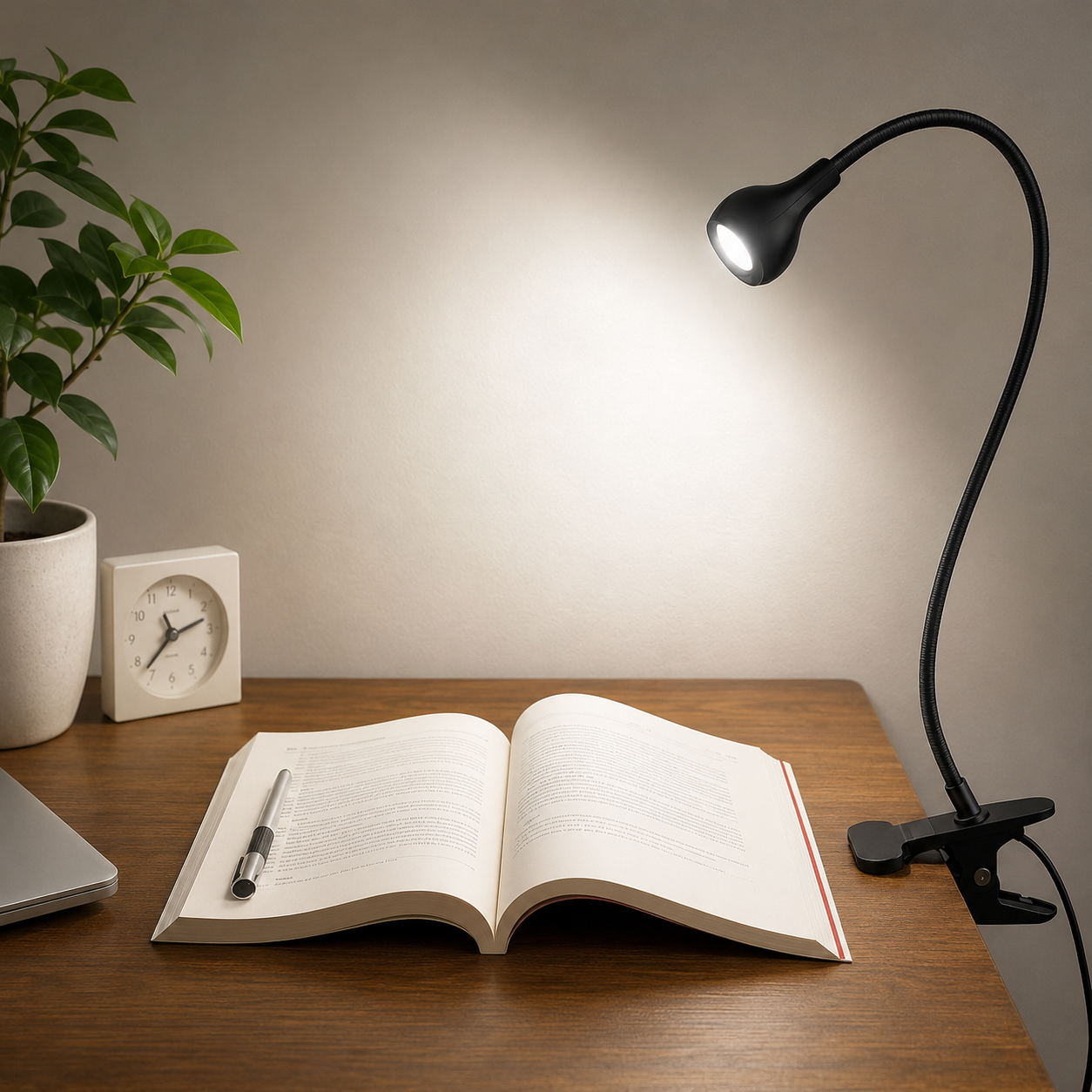 Skrivebordslampe med klemme – fleksibel LED lampe 360° USB