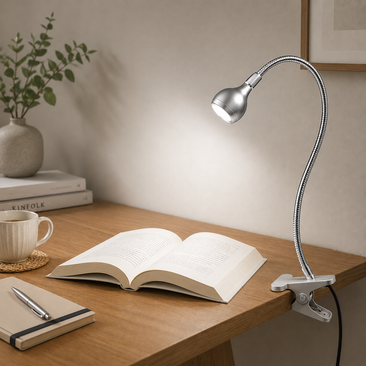Skrivebordslampe med klemme – fleksibel LED lampe 360° USB