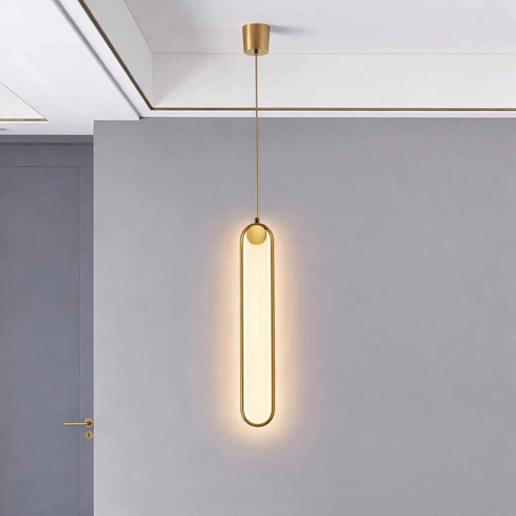 Lang LED loftlampe i sort aluminium – minimalistisk og elegant design