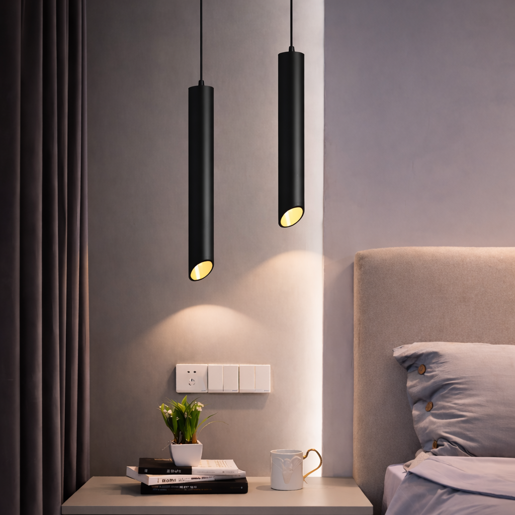 Lunexo Tube Pendellampe – Moderne LED Pendel i Sort eller Hvid Aluminium