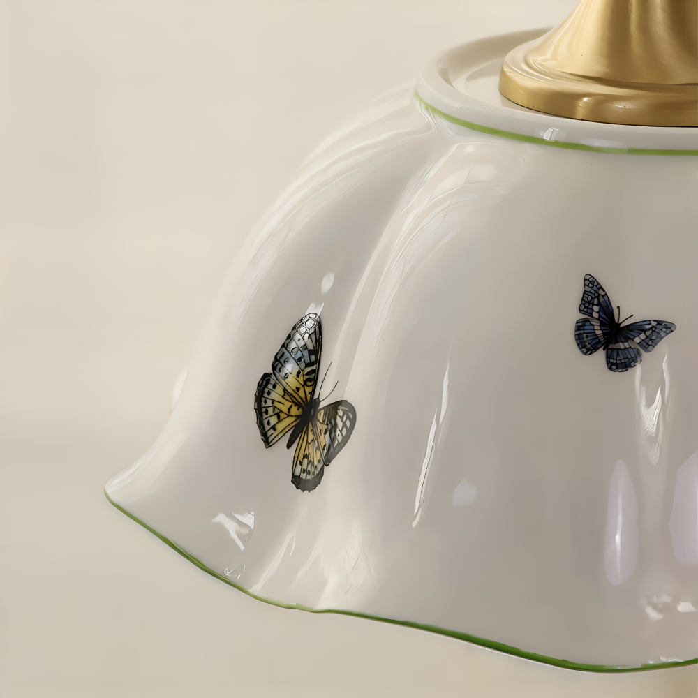 Keramisk pendellampe med sommerfugledesign – LED loftlampe i elegant stil