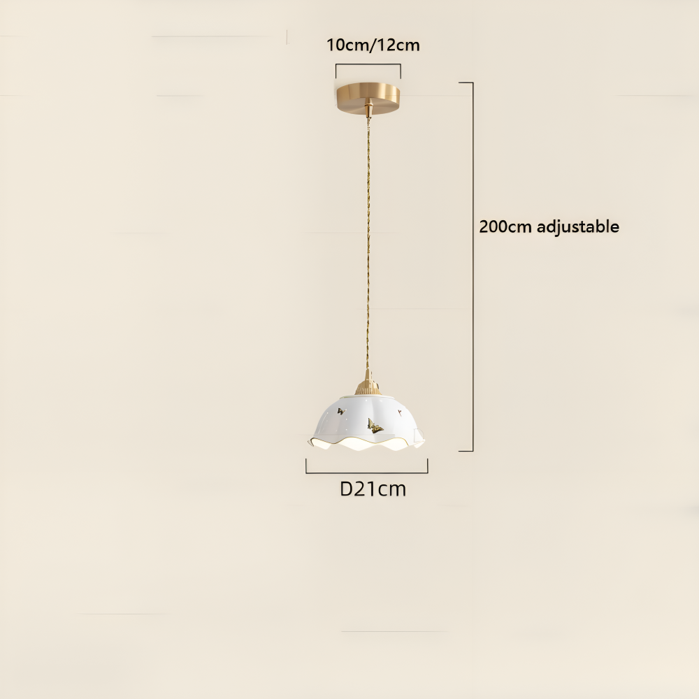 Keramisk pendellampe med sommerfugledesign – LED loftlampe i elegant stil