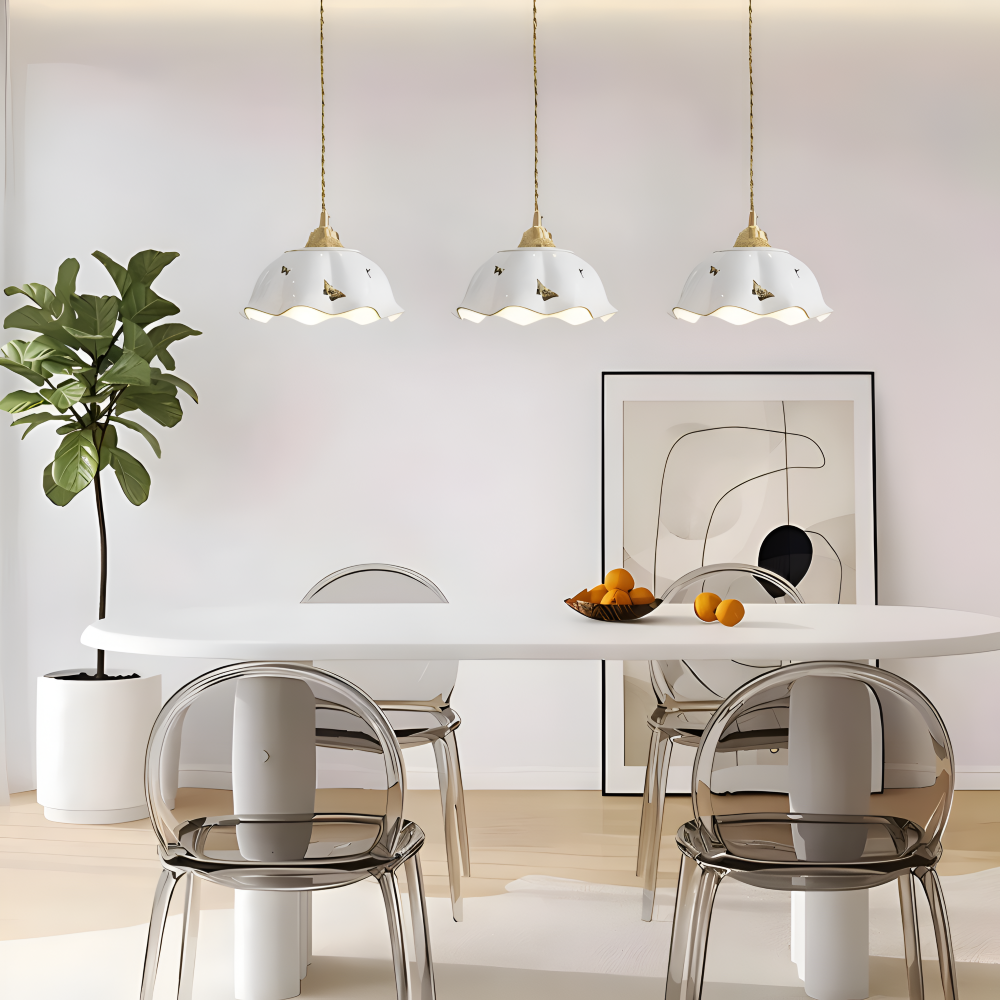Keramisk pendellampe med sommerfugledesign – LED loftlampe i elegant stil
