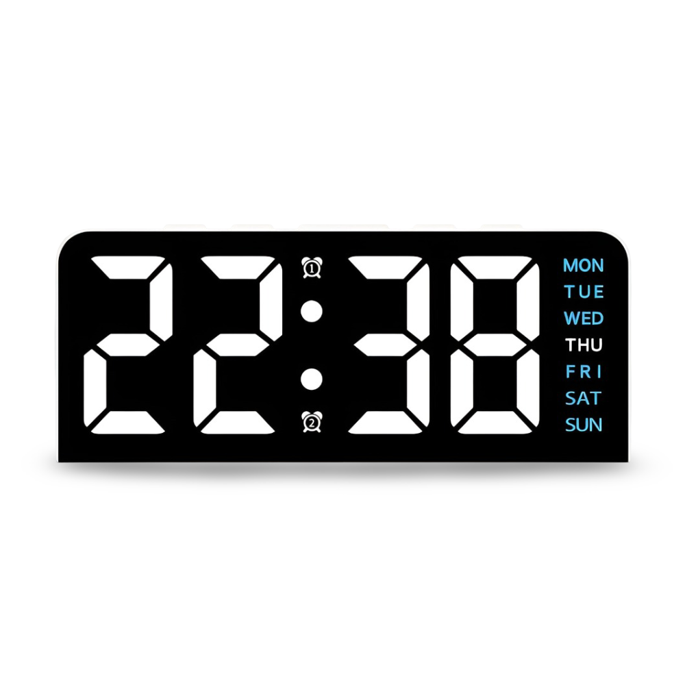 Digital LED vækkeur i moderne design – lydløs og minimalistisk