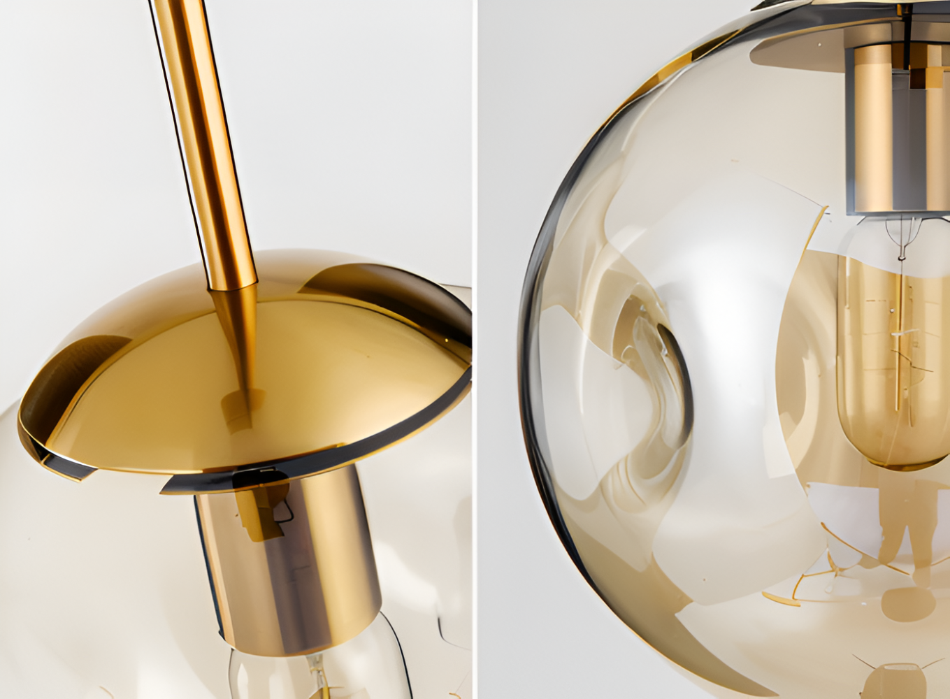ChampAura Pendel – Vintage Pendellampe i Champagnegråt Glas & Krom
