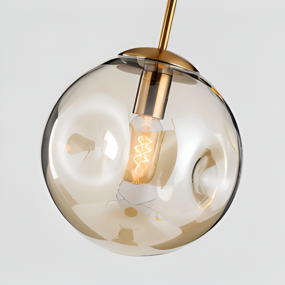 ChampAura Pendel – Vintage Pendellampe i Champagnegråt Glas & Krom