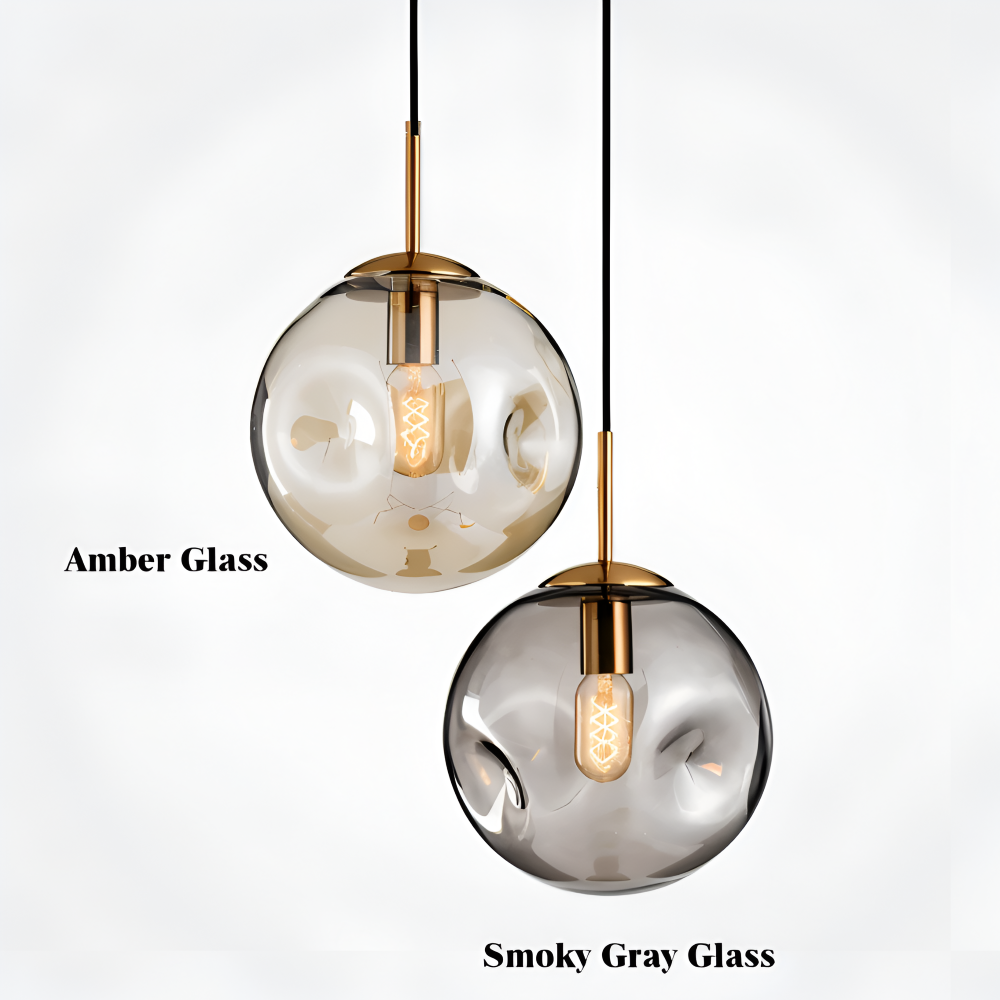 ChampAura Pendel – Vintage Pendellampe i Champagnegråt Glas & Krom