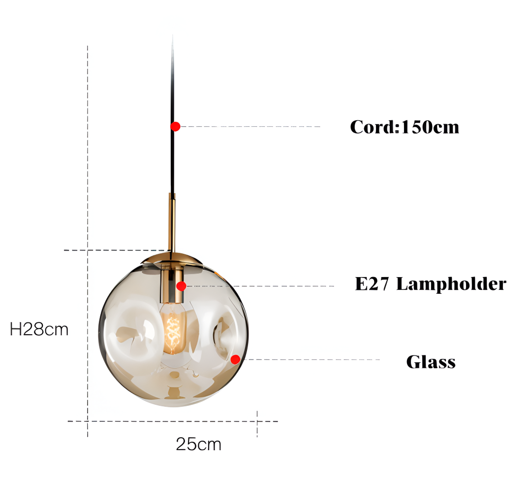 ChampAura Pendel – Vintage Pendellampe i Champagnegråt Glas & Krom