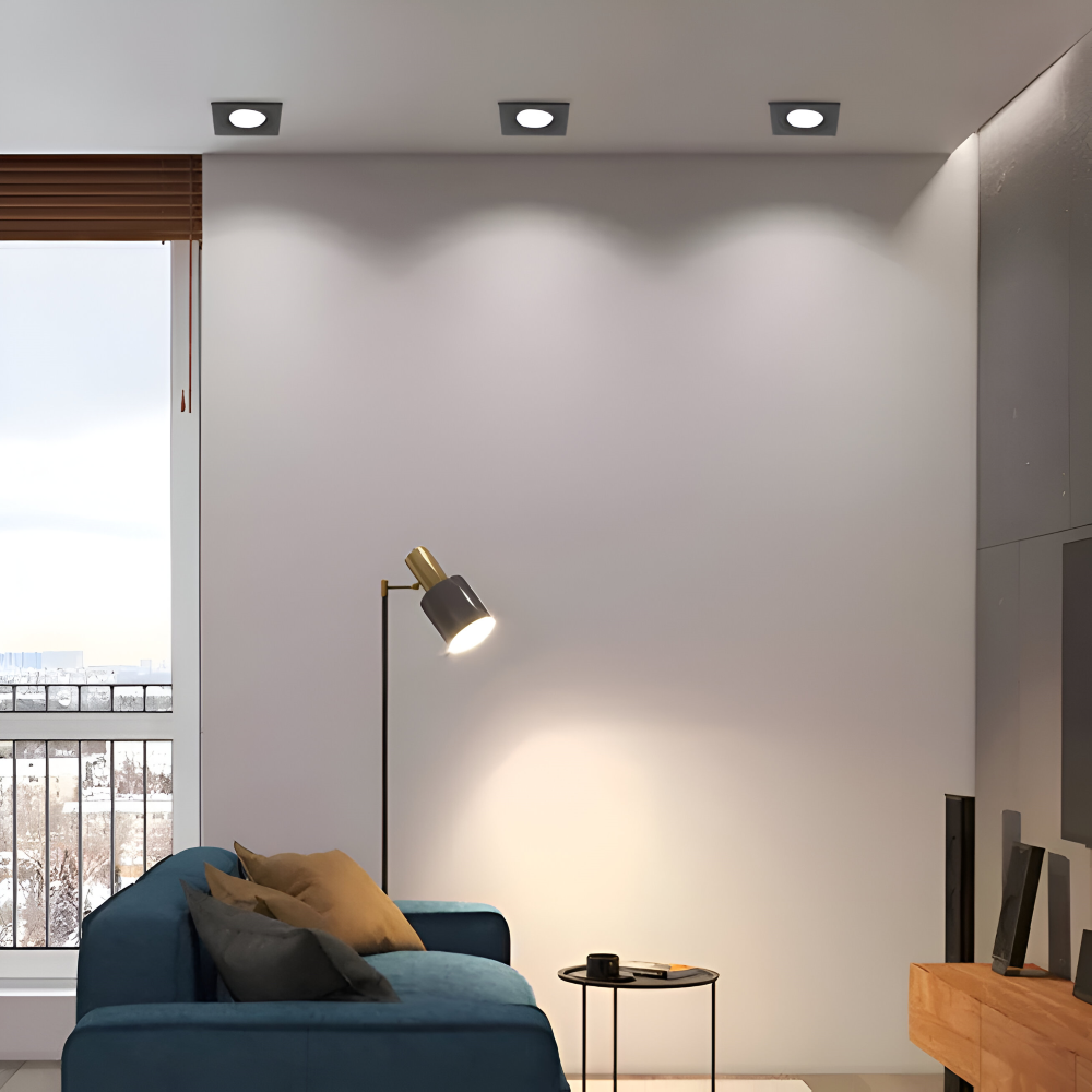 Indbygningsspot LED firkantet – dæmpbar loftbelysning i aluminium