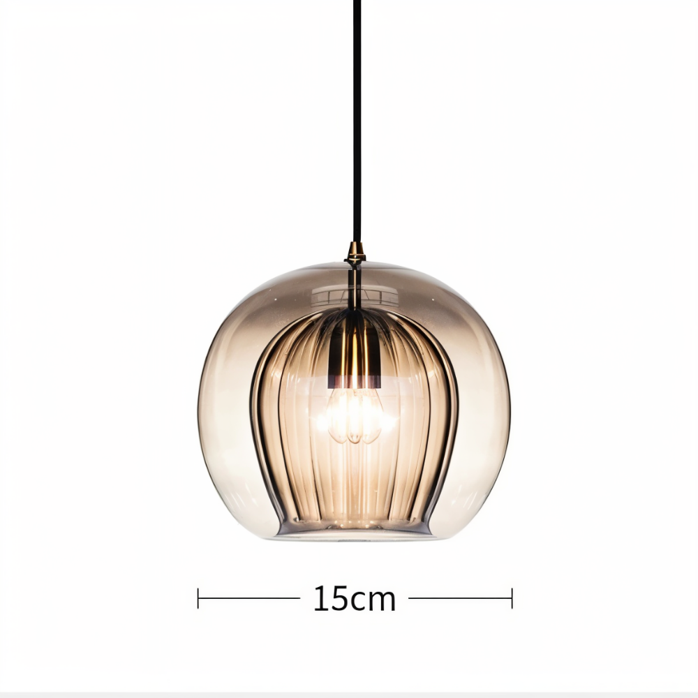 Gloréa Pendellampe – Kugleformet Glaspendel med Vintage Elegance