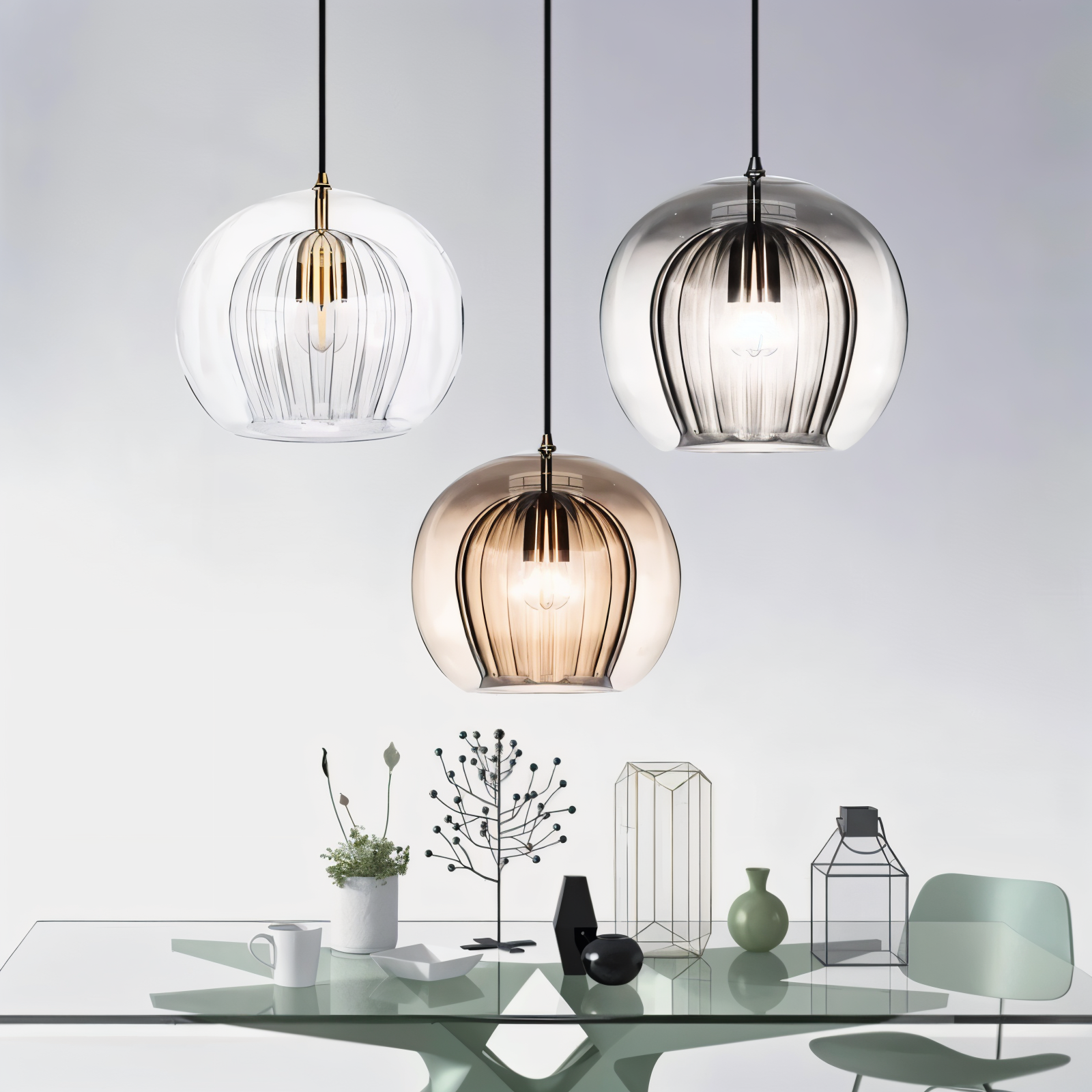 Gloréa Pendellampe – Kugleformet Glaspendel med Vintage Elegance