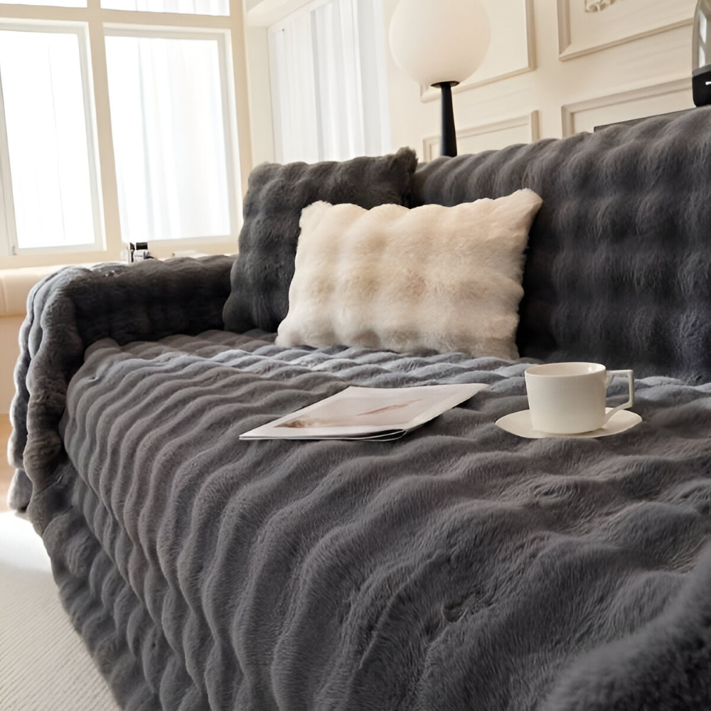 Plushora Haven – Tjock Plyschpläd i Konstfleece för Soffa & Hemkomfort