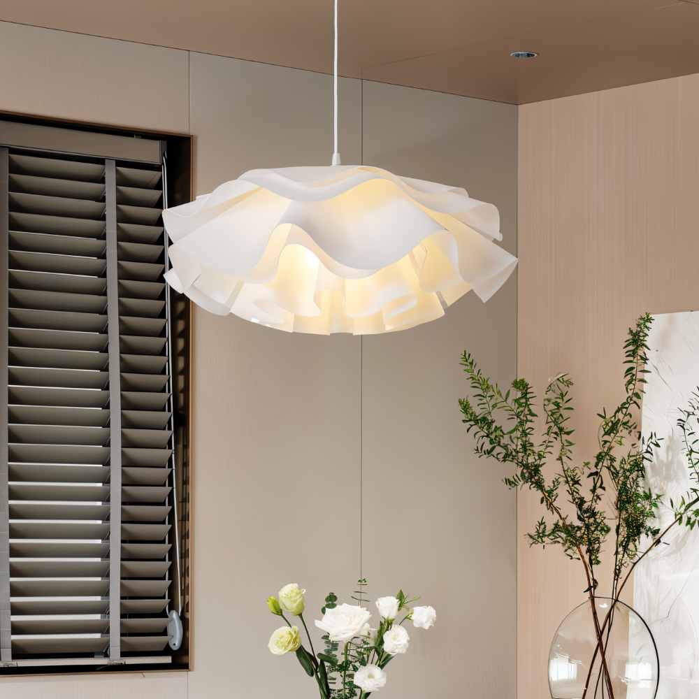 Designer loftlampe med blomsterformet design til spisebord