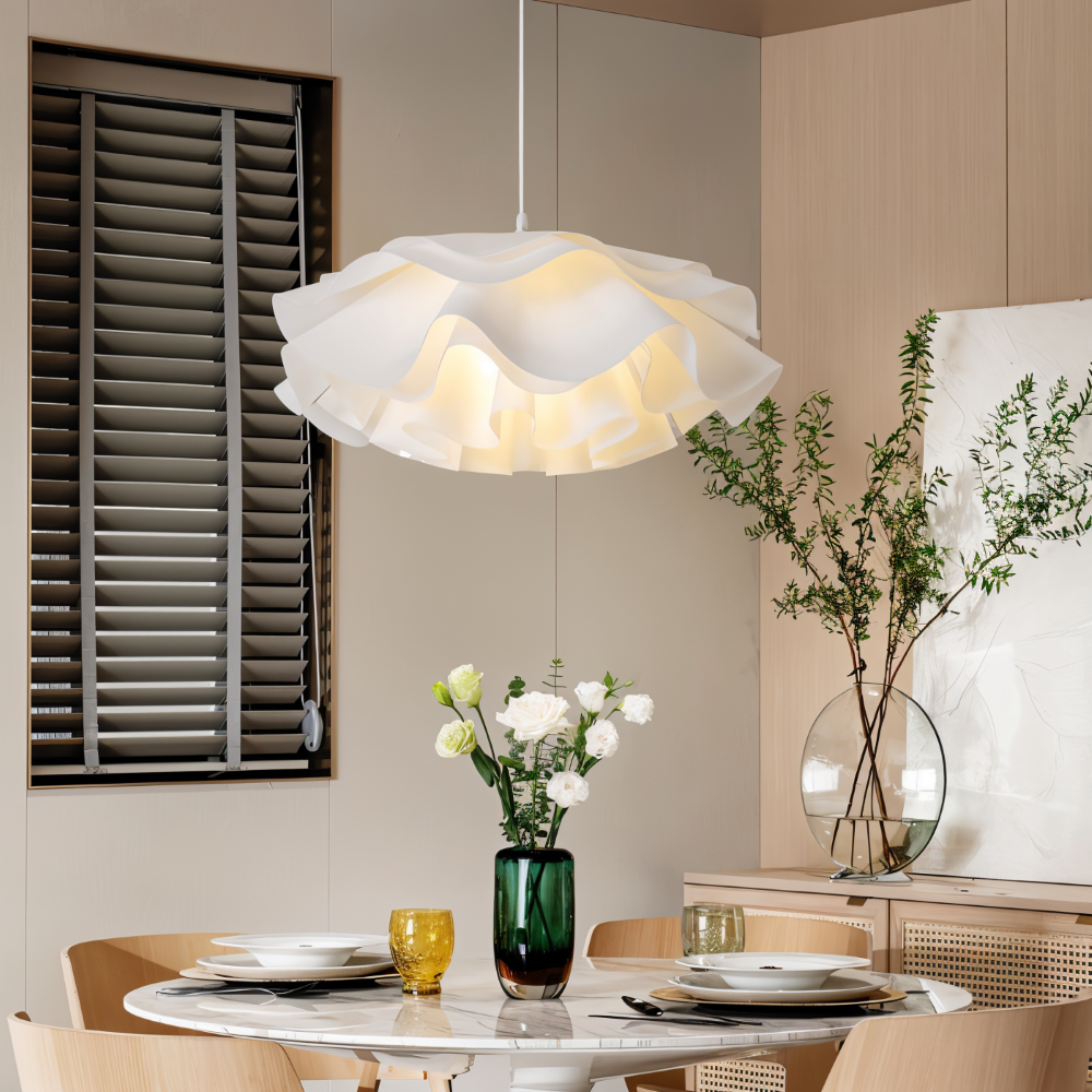 Designer loftlampe med blomsterformet design til spisebord