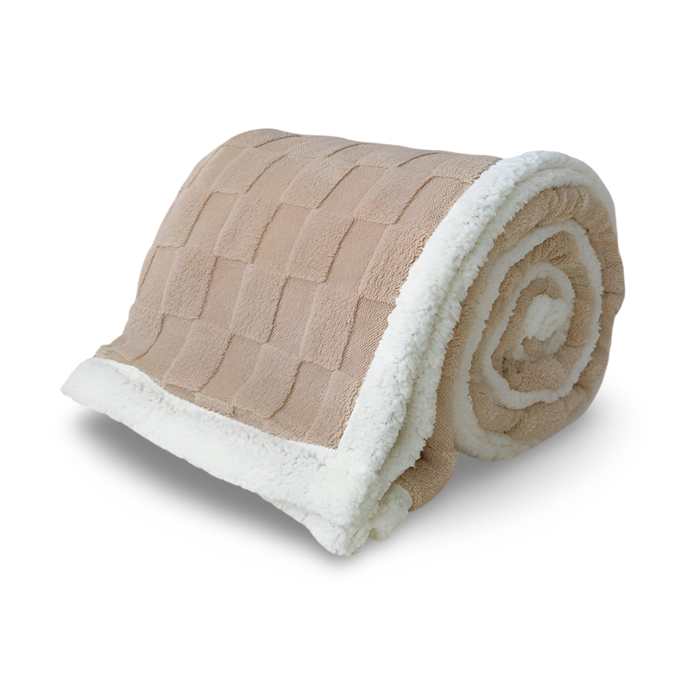 Vendbar fleeceplaid – tyk og varm vinterplaid med ternet design