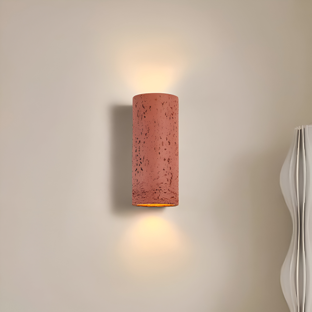 Cylindrisk væglampe i aluminium – wabi sabi LED up & down lampe