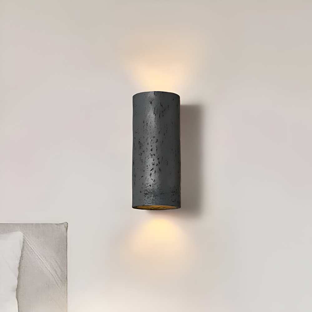 Cylindrisk væglampe i aluminium – wabi sabi LED up & down lampe