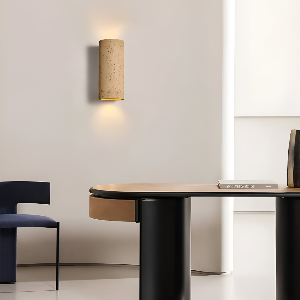 Cylindrisk væglampe i aluminium – wabi sabi LED up & down lampe