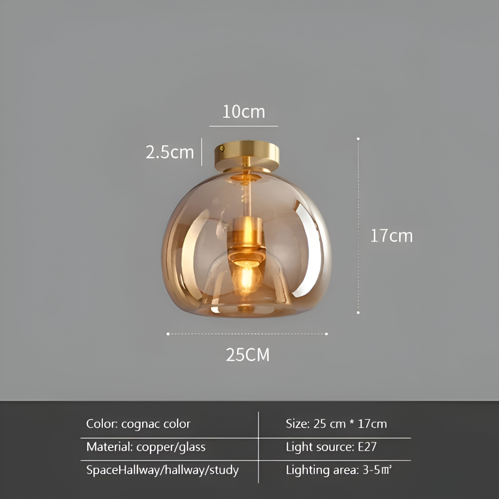 Moderne glasloftlampe i sort og guld