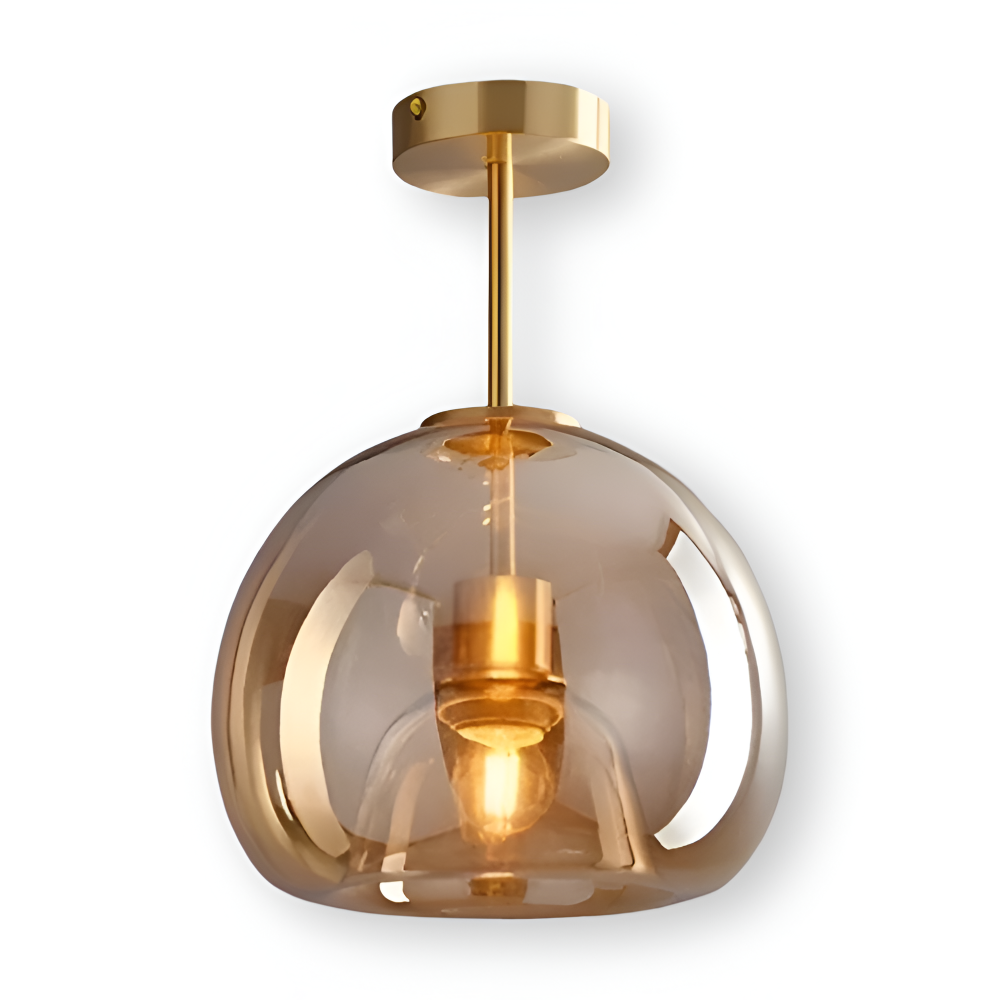 Moderne glasloftlampe i sort og guld