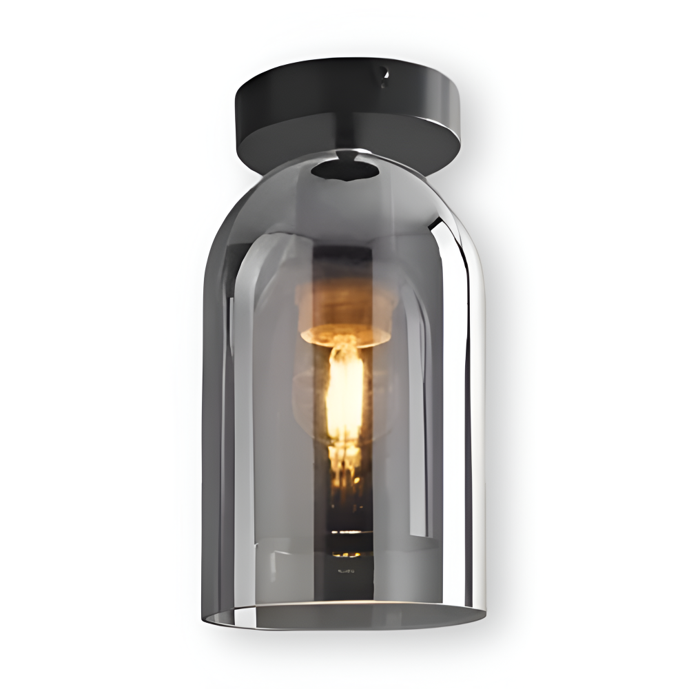 Moderne glasloftlampe i sort og guld